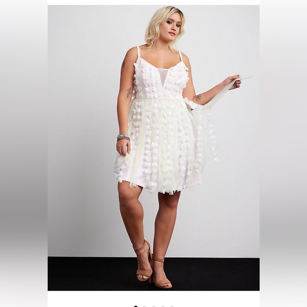 Torrid Black Tulle Dress with Floral Accents